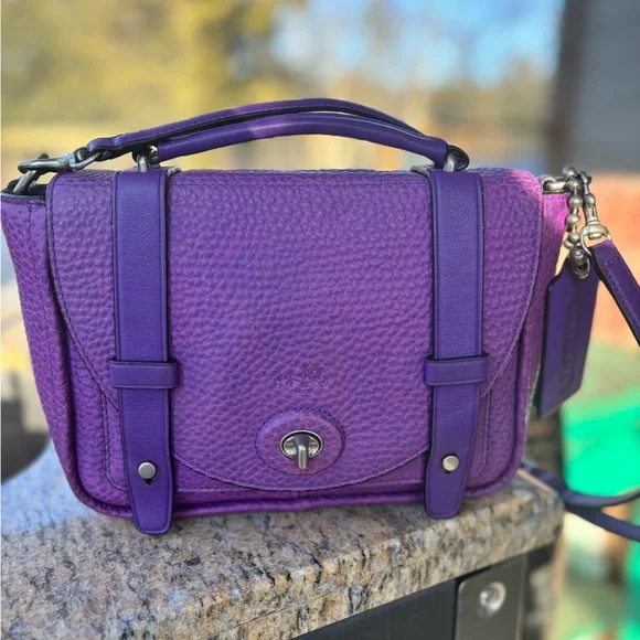 COACH Bleecker Mini Brooklyn Messenger & Matching Wristlet Set – Loganberry - Picture 3 of 13